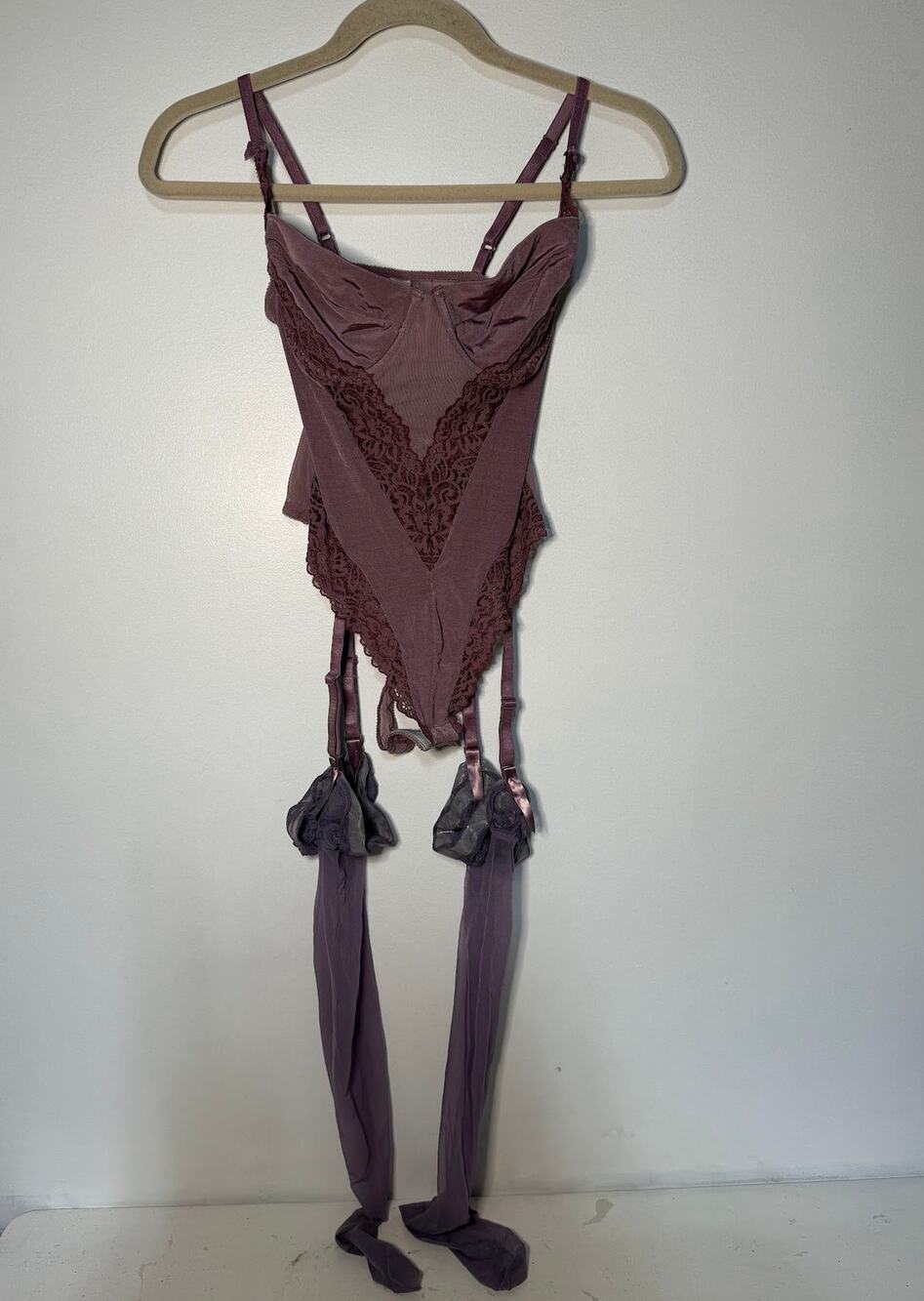 Victorias Secret Mauve Purple Corset Bodice Lingerie Top Underwire Cups 36B Y2K